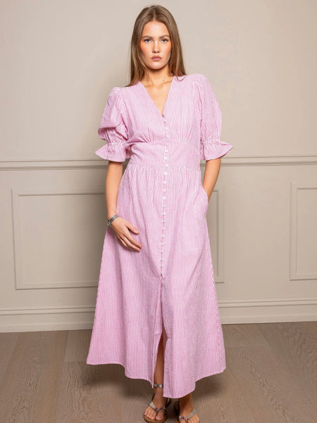 Andrea Dress Pink Seersucker