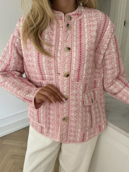 EMMYIC Quilted Jakke, - PINK FLOWER PRINT