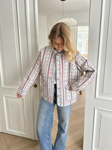 EmmyIC Quilted Jacket - Blue Red Print