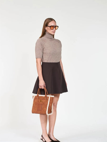 DARCY MINI SHEARLING TOTE,  CHESTNUT