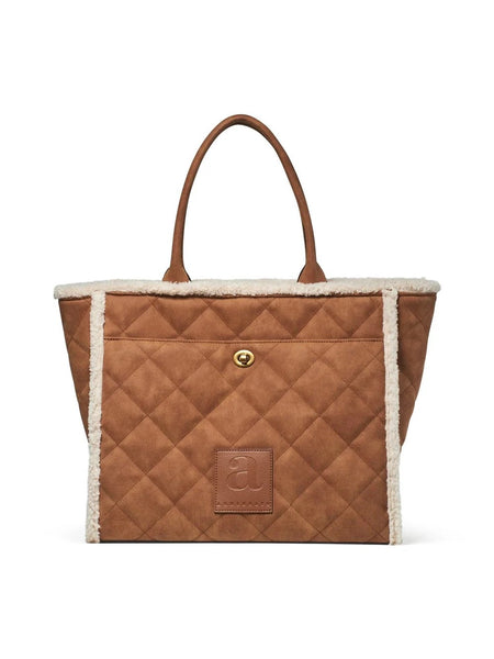 DARCY SHEARLING TOTE,  CHESTNUT