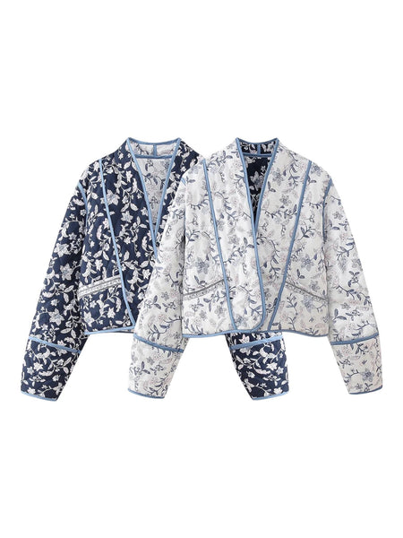 TOSIDIG KORT BOHO QUITED JACKED, CHINA BLUE