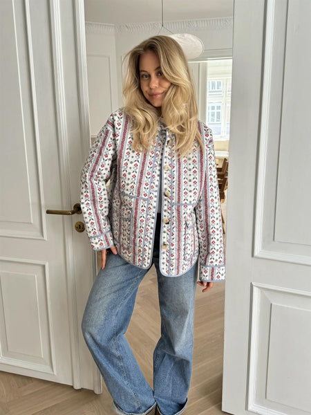 EmmyIC Quilted Jacket - Blue Red Print
