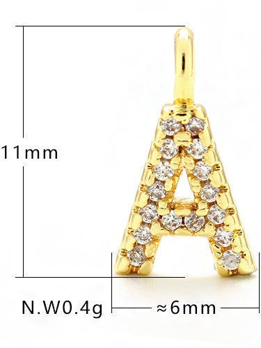 CRYSTAL LETTER PENDANT, 11 MM HOOK