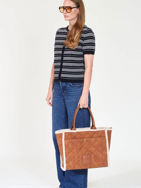 DARCY SHEARLING TOTE,  CHESTNUT