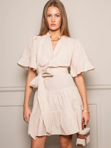Gaia Mini Dress Sand Linen