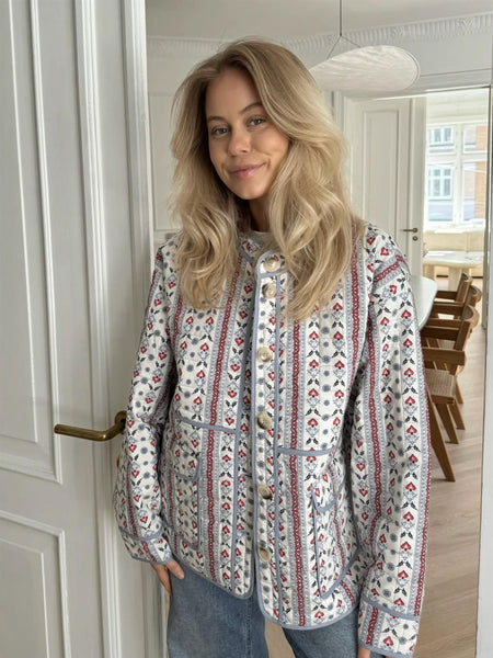 EmmyIC Quilted Jacket - Blue Red Print