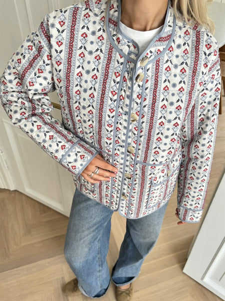 EmmyIC Quilted Jacket - Blue Red Print