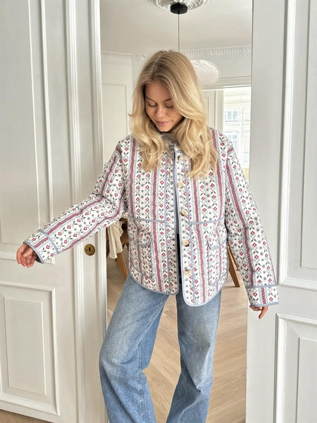 EmmyIC Quilted Jacket - Blue Red Print