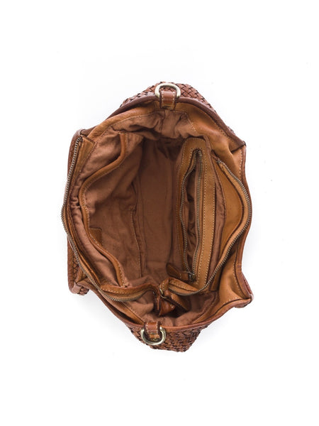 BIG TEODORA LEATHER BAG, COGNAC