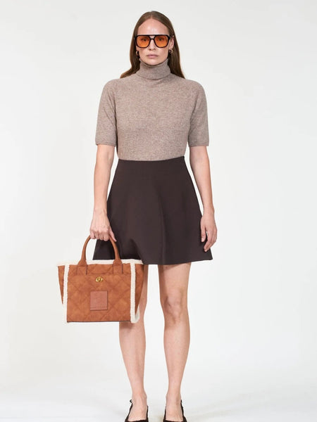 DARCY MINI SHEARLING TOTE,  CHESTNUT
