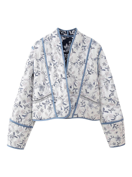 TOSIDIG KORT BOHO QUITED JACKED, CHINA BLUE