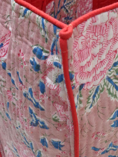 QUILTED BLOCK PRINTET SHOPPER TOTE I MISTY ROSE GUD