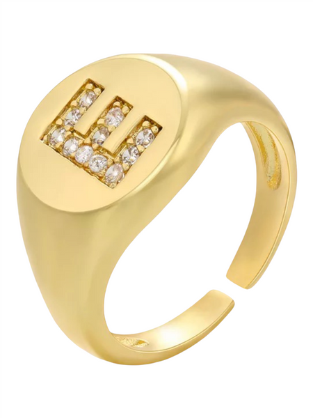 INITIAL LETTER SIGNET AJUSTABLE RING, E