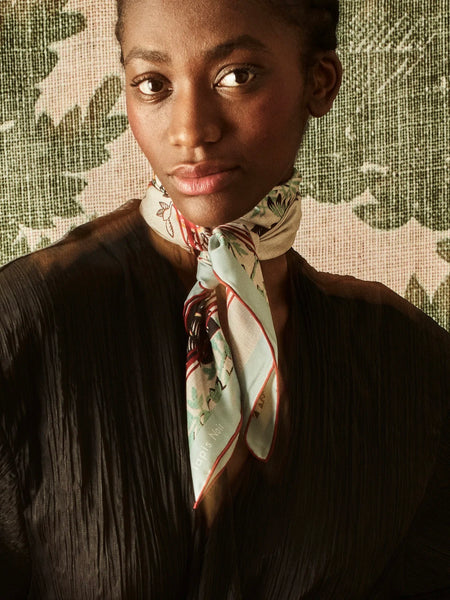 CLASSICAL TROPICAL SCARF, LIGHT BLUE