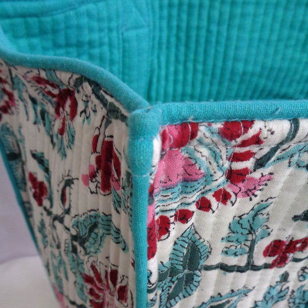 QUILTED BLOCK PRINTET COTTON SHOPPER