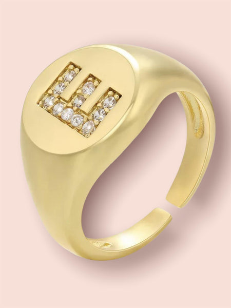 INITIAL LETTER SIGNET AJUSTABLE RING, E