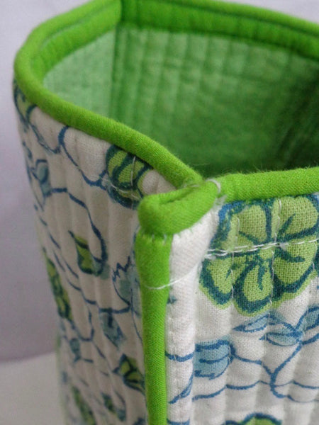 QUILTED BLOCK PRINTET COTTON SHOPPER I Floral Kali Green