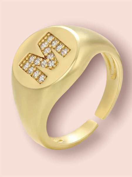 INITIAL LETTER SIGNET AJUSTABLE RING, M