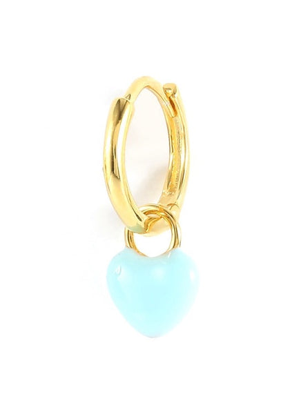 TINY ENAMEL HEART HUGGIE I TURQUOISE