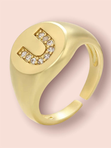 INITIAL LETTER SIGNET AJUSTABLE RING, U
