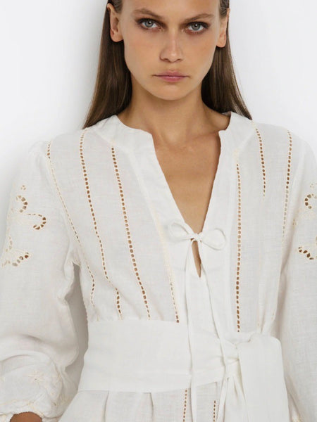 LONG EMBROIDERY LINNEN DRESS