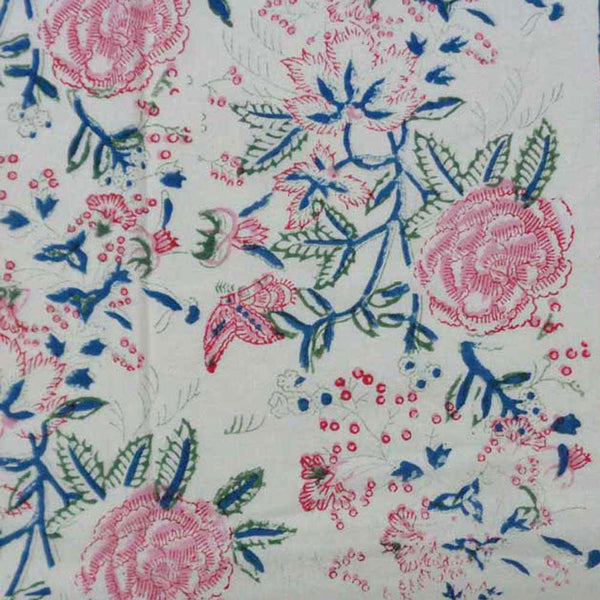 QUILTED BLOCK PRINTET COTTON SHOPPER I WHITE ROSES