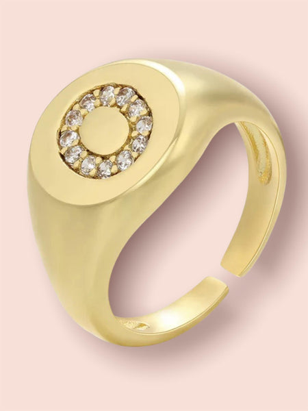INITIAL LETTER SIGNET AJUSTABLE RING, O