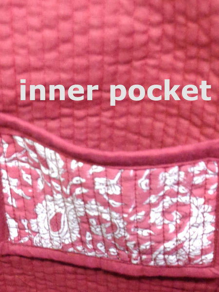 QUILTED BLOCK PRINTET SHOPPER TOTE I paisley red gud