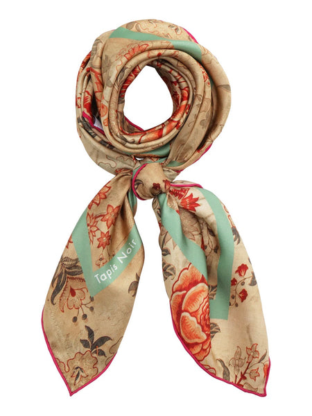 Classical Beige Flower Scarf, BEIGE