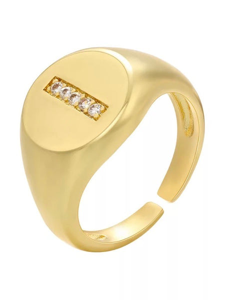 INITIAL LETTER SIGNET AJUSTABLE RING, I