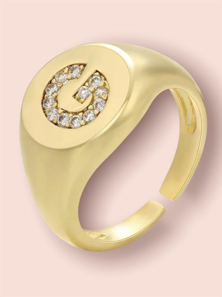 INITIAL LETTER SIGNET AJUSTABLE RING, G