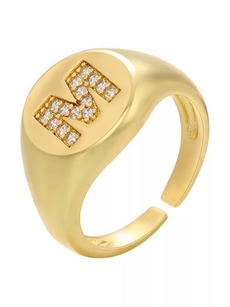 INITIAL LETTER SIGNET AJUSTABLE RING, M