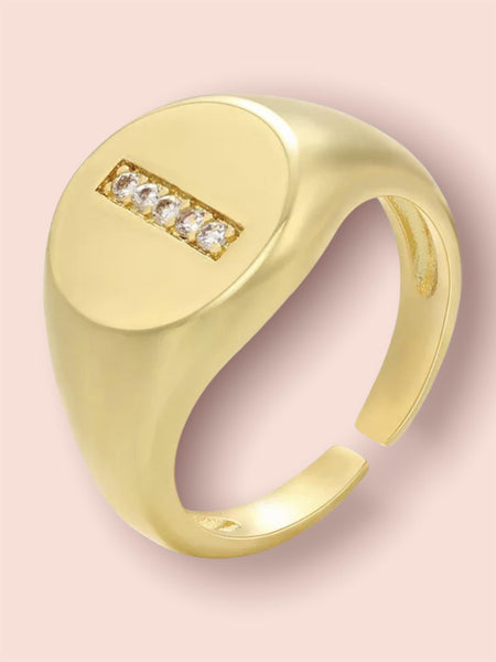 INITIAL LETTER SIGNET AJUSTABLE RING, I