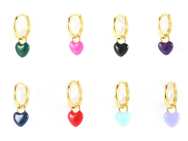 TINY ENAMEL HEART HUGGIE i NAVY