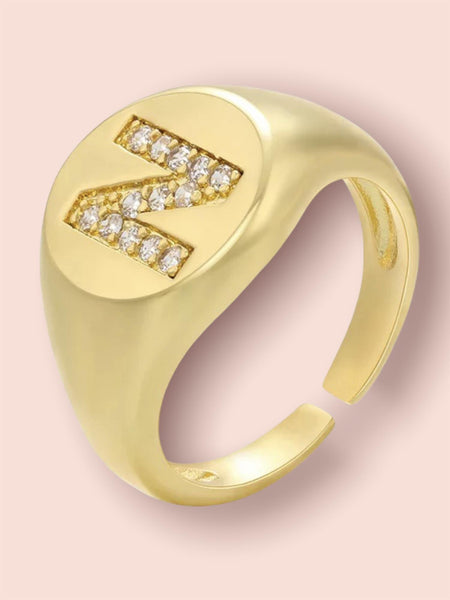 INITIAL LETTER SIGNET AJUSTABLE RING, N
