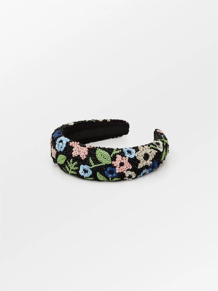 Anemona Wide Beaded Hairbrace, BLACK
