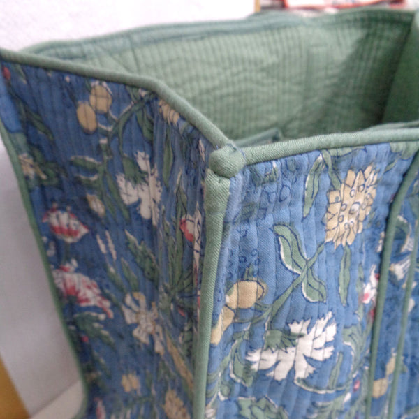QUILTED BLOCK PRINTET SHOPPER TOTE