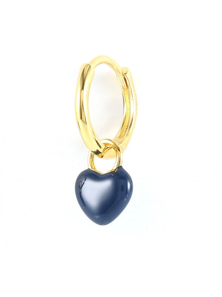 TINY ENAMEL HEART HUGGIE i NAVY