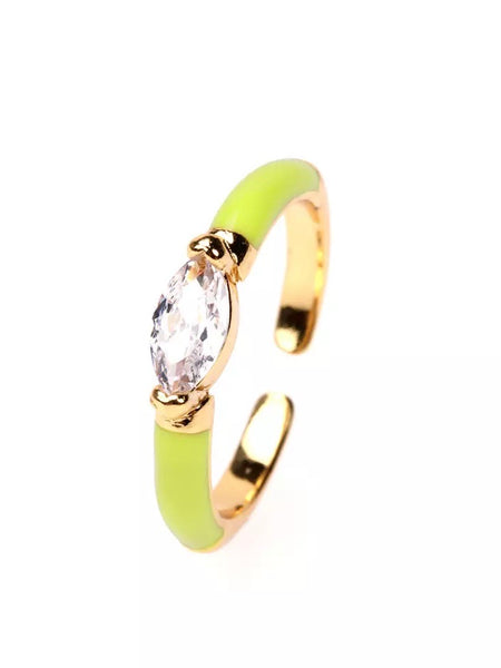 FIONA Oval stone resizable ring i enamel og zirkonia