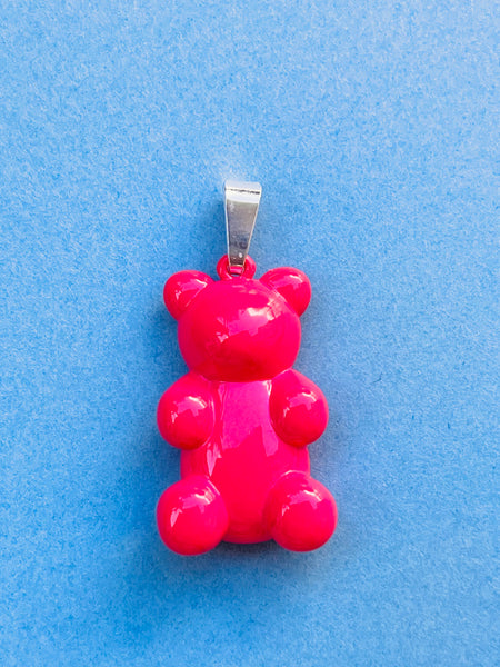 Zuzanna G ENAMEL BIG BEAR anheng, HOT PINK / SILVER