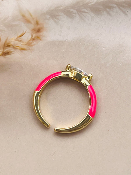 FIONA Oval stone resizable ring i enamel og zirkonia