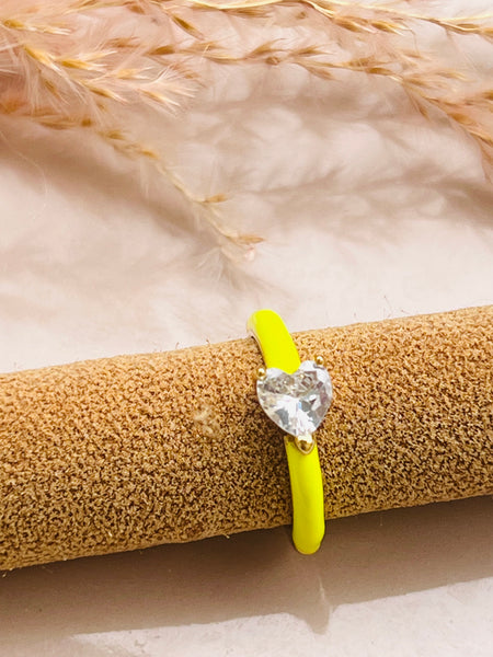 SWEET HEART  resizable ring i enamel og zirkonia