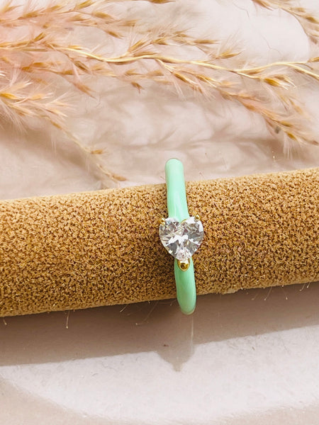 SWEET HEART  resizable ring i enamel og zirkonia