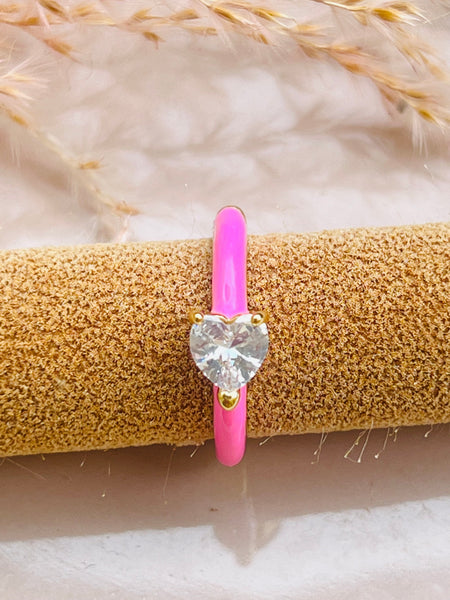 SWEET HEART  resizable ring i enamel og zirkonia