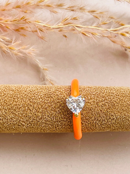 SWEET HEART  resizable ring i enamel og zirkonia
