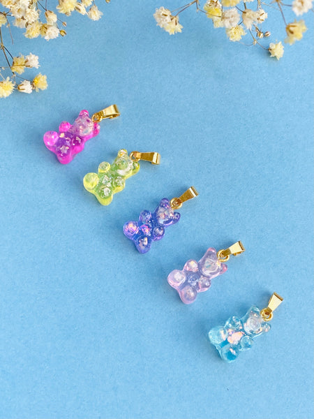 YUMMY BEAR gull anheng i CONFETTI PURPLE / GOLD