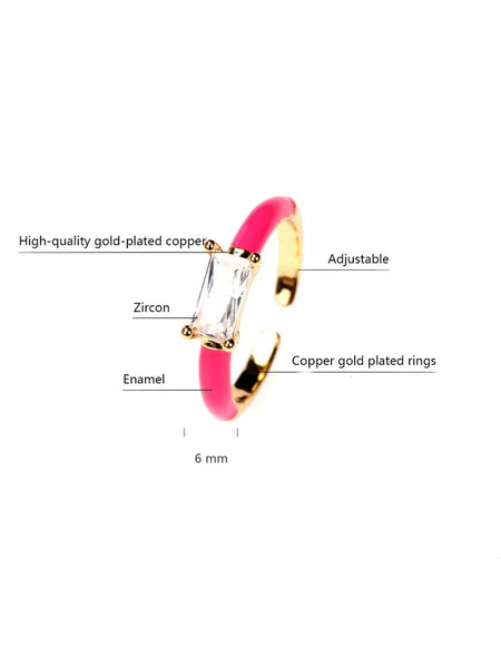 FIONA Oval stone resizable ring i enamel og zirkonia