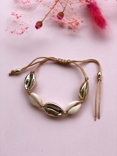 Vacay Shell armbånd, THREE GOLD