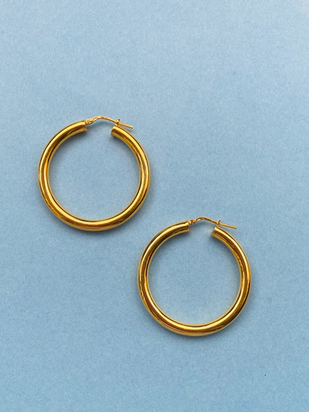 CHUNKY HOOPS I forgylt sølv, 38   mm